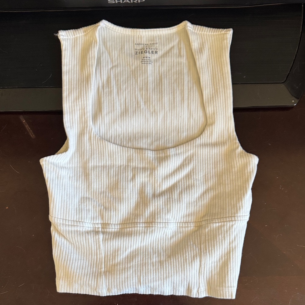 American Eagle Outfitters Cream Ribbed Tank Top
